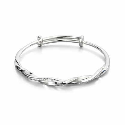 Bracelet torsadé argenté ajustable
