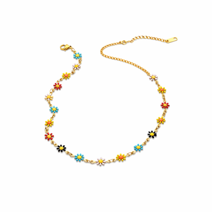 Collier Marguerites Blancs et Colorés