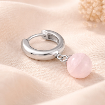Boucles d’Oreilles Créoles Quartz Rose