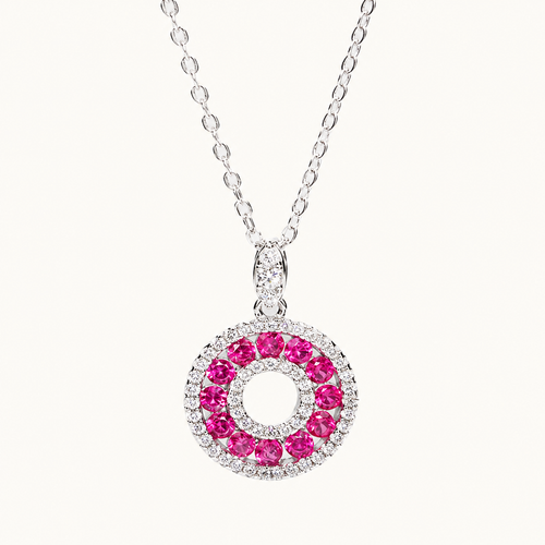 Collier rond en rubis et diamants