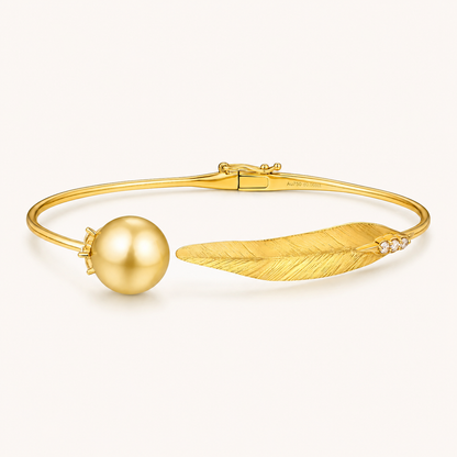 Bracelet précieux en perle dorée