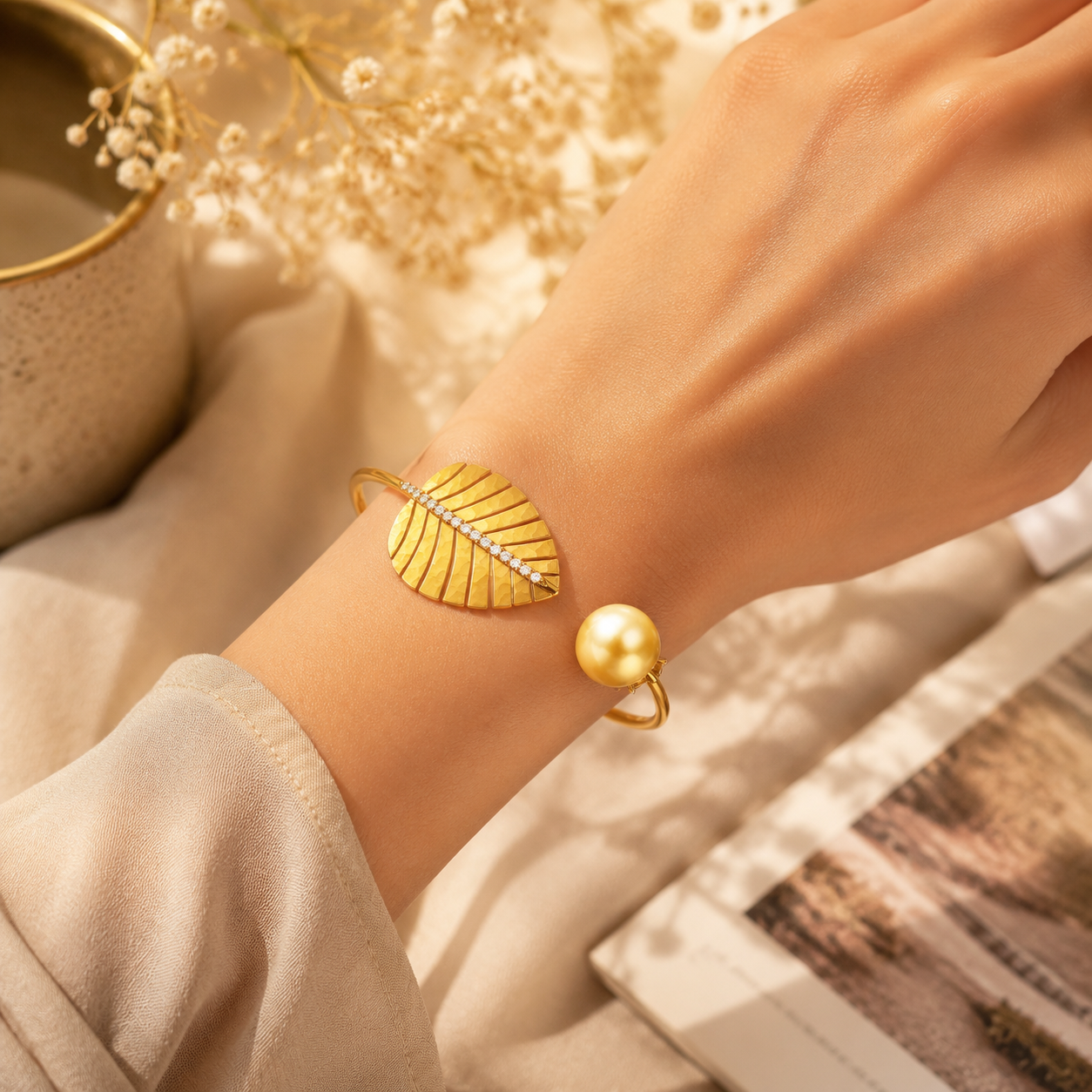 Bracelet en feuille d'or