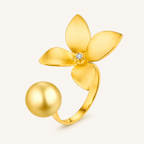 Bague orchidée en or jaune