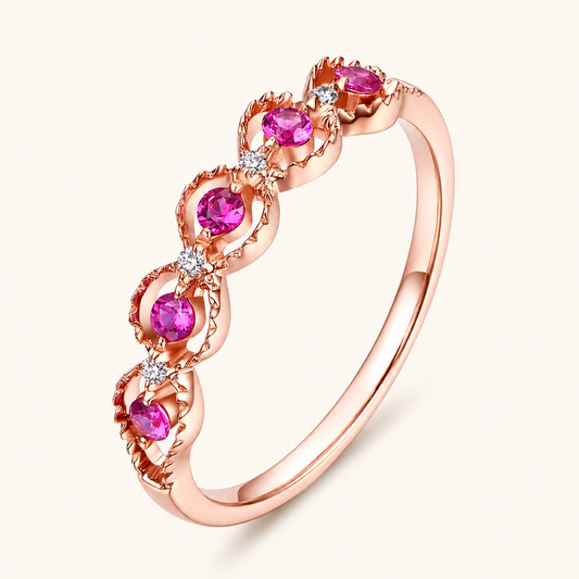 Bague en saphirs roses et rubis