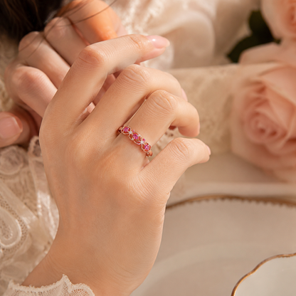 Bague en saphirs roses et rubis