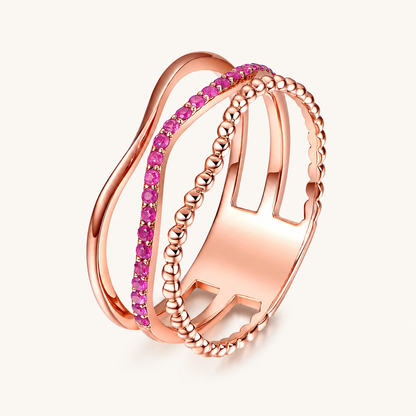 Bague rose à plusieurs couches