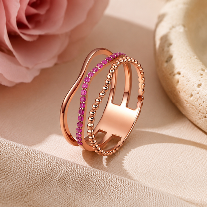 Bague rose à plusieurs couches