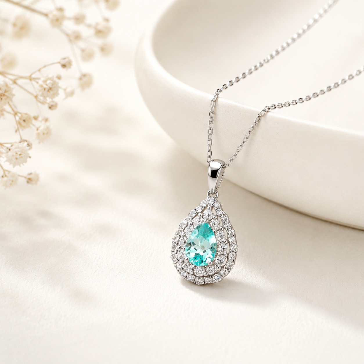 Collier Paraiba et Diamants