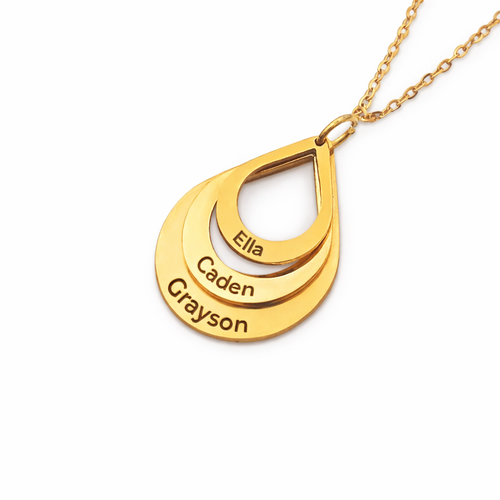 Collier Gouttes Famille Gravées