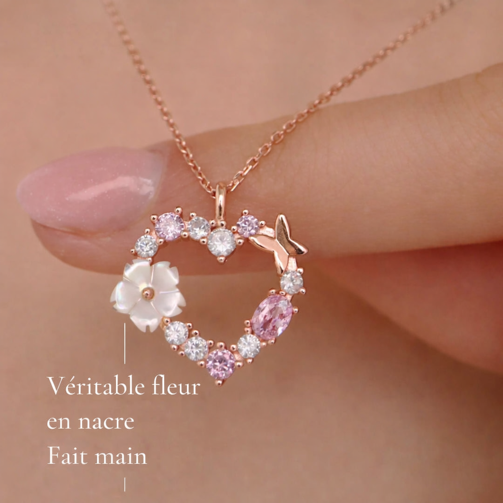 Collier Cœur en Argent Plaqué Or Rose