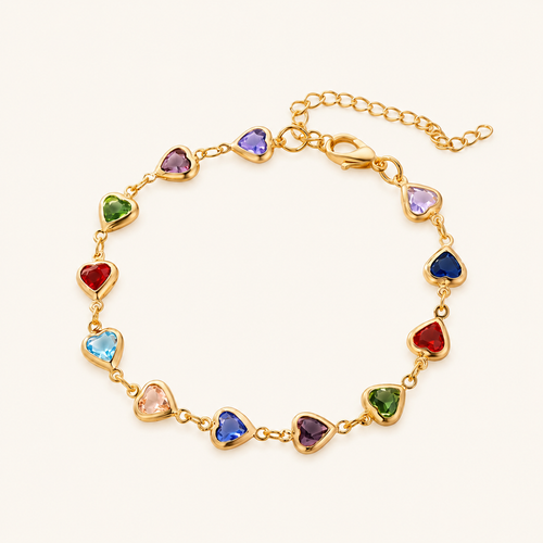 Bracelet Cœurs en Cristaux Colorés