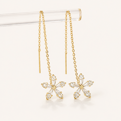 Boucles d’oreilles Fil Fleur Serties