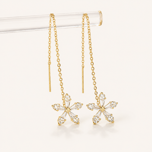 Boucles d’oreilles Fil Fleur Serties