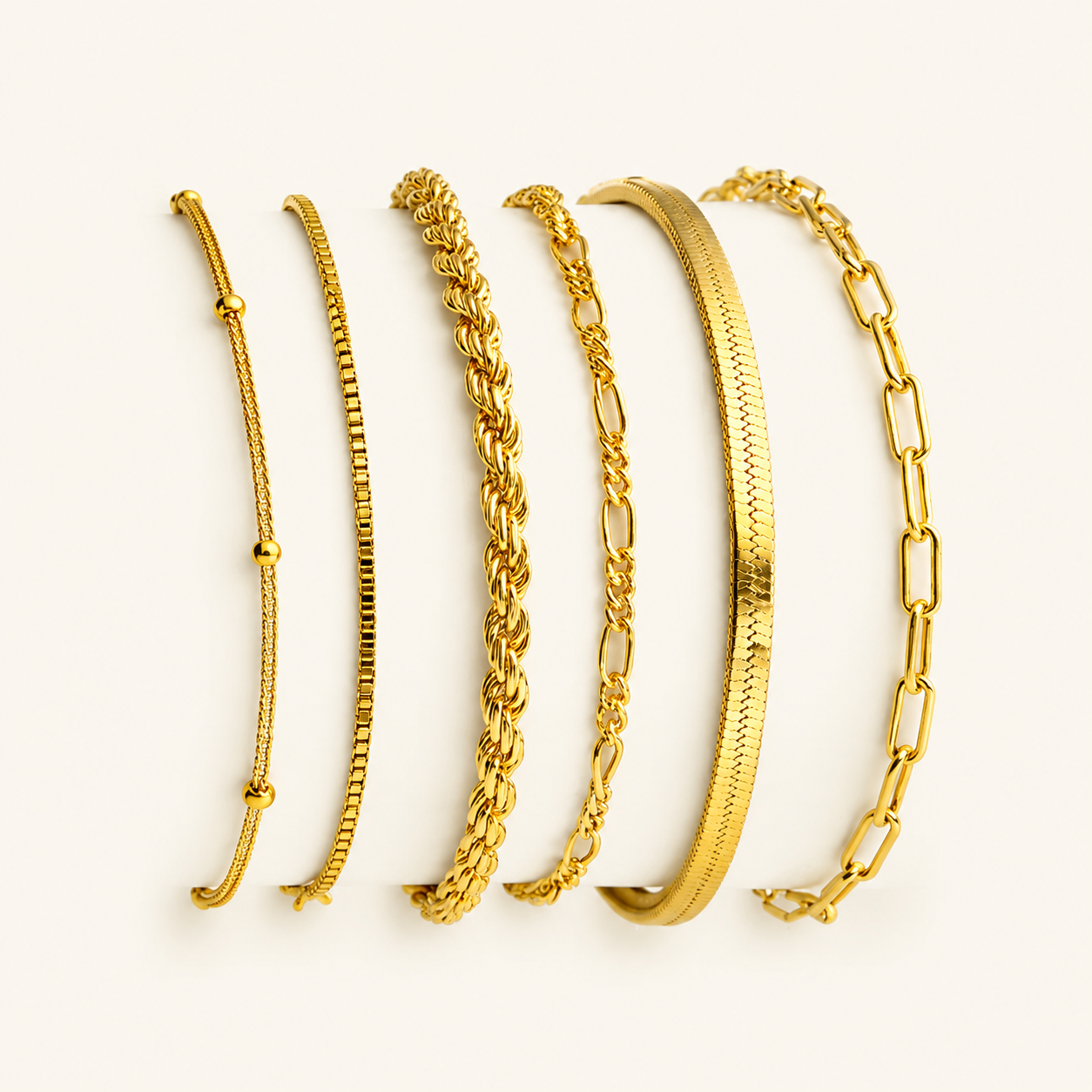 Ensemble de 5 Bracelets aux Mailles Contrastées