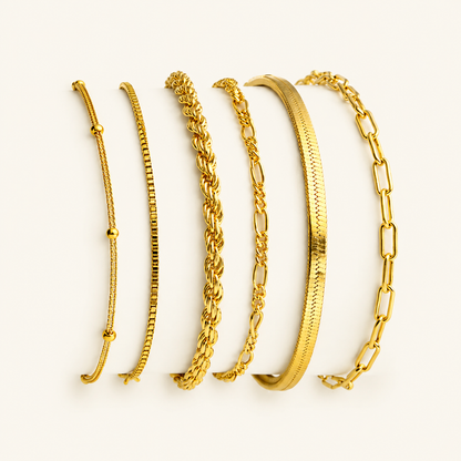 Ensemble de 5 Bracelets aux Mailles Contrastées