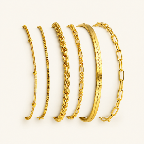 Ensemble de 5 Bracelets aux Mailles Contrastées