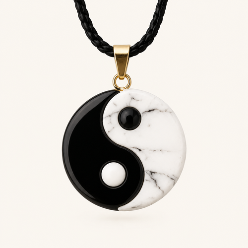 Collier Noir & Blanc en Obsidienne et Howlite