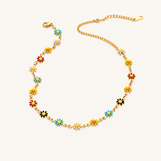 Collier Marguerites Blancs et Colorés