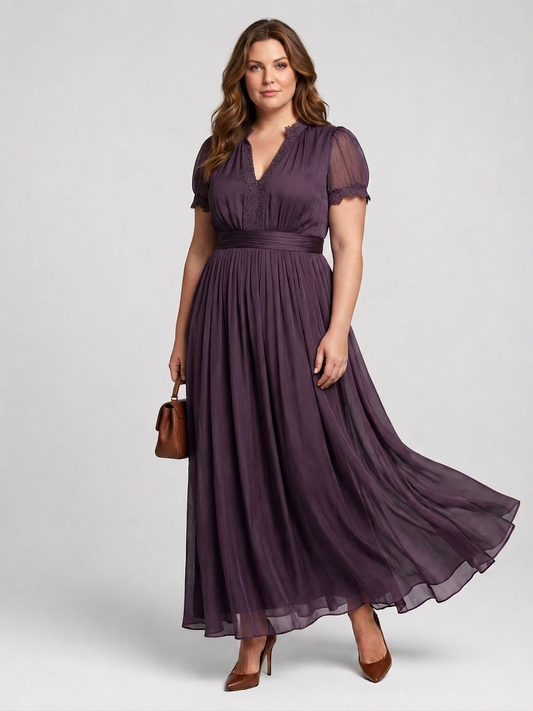 Belen | Robe Maxi à Taille Froncée avec Ouverture en Forme de Clef