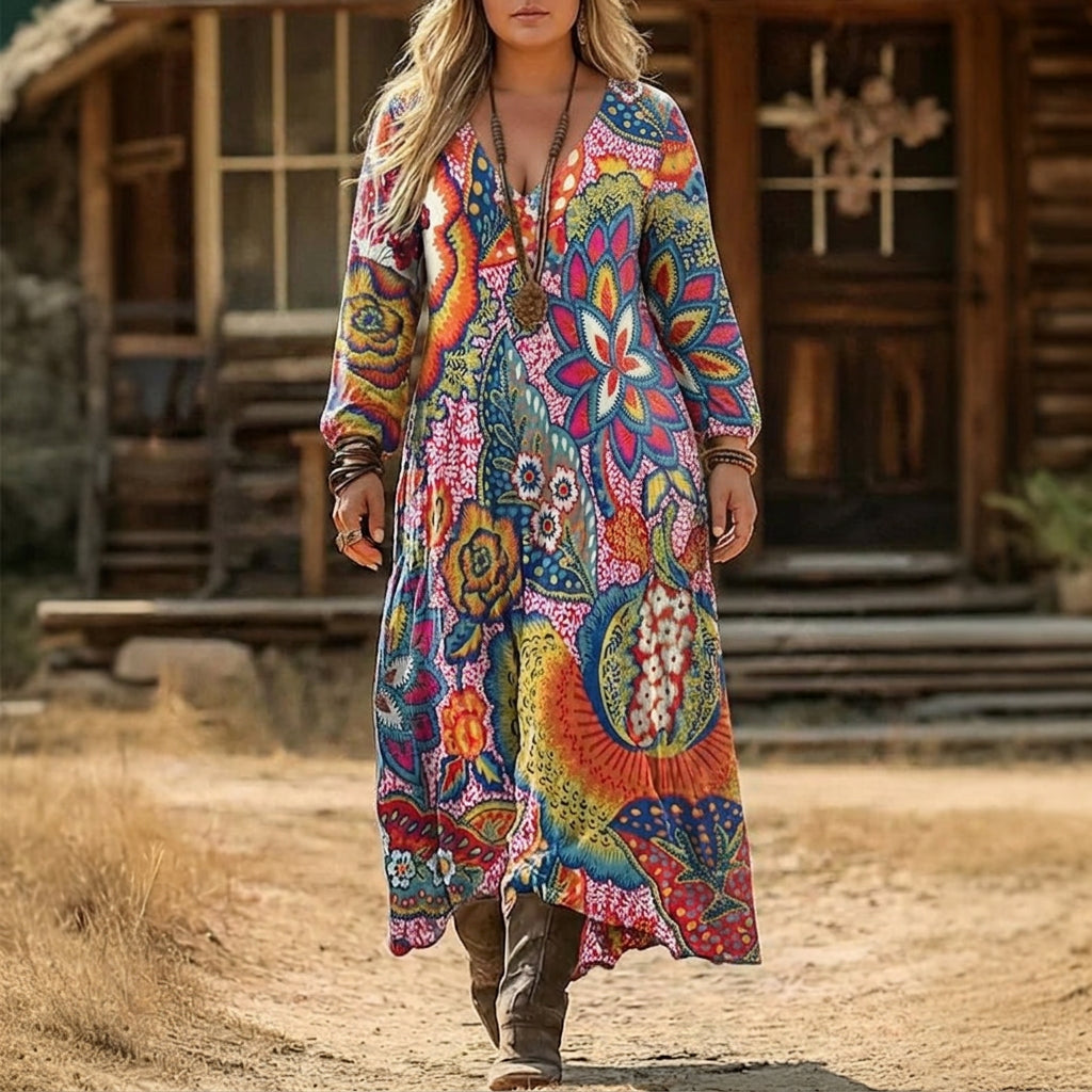 Solene | Robe décontractée à manches longues inspirée du vintage