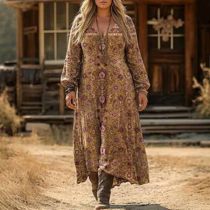 Ila | Robe décontractée à manches longues inspirée vintage