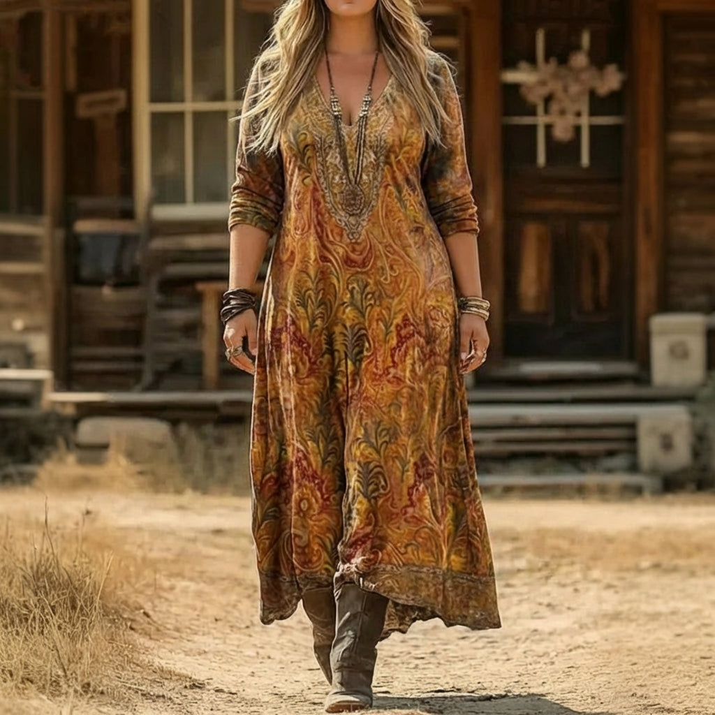 Tabitha | Robe décontractée à manches longues inspirée du vintage