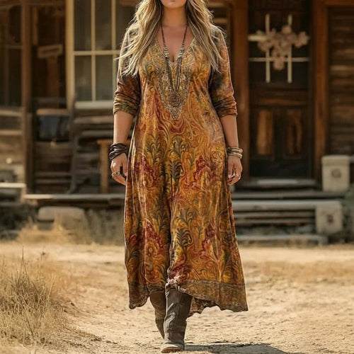 Tabitha | Robe décontractée à manches longues inspirée du vintage