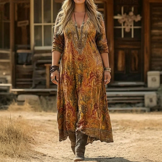 Tabitha | Robe décontractée à manches longues inspirée du vintage