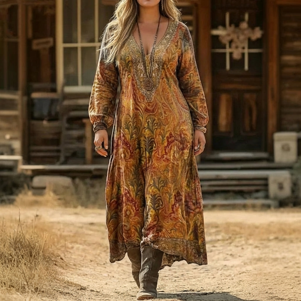 Tabitha | Robe décontractée à manches longues inspirée du vintage