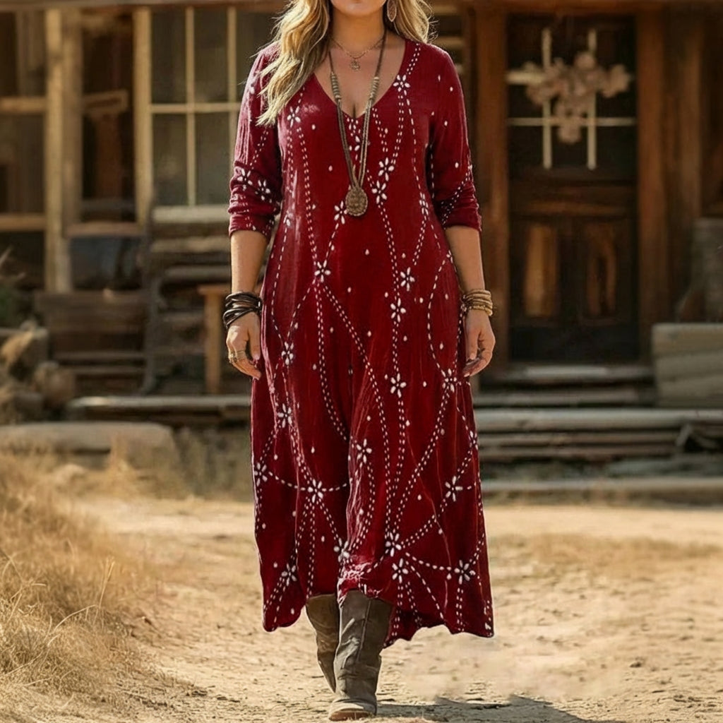 Alma | Robe décontractée à manches longues inspirée du vintage
