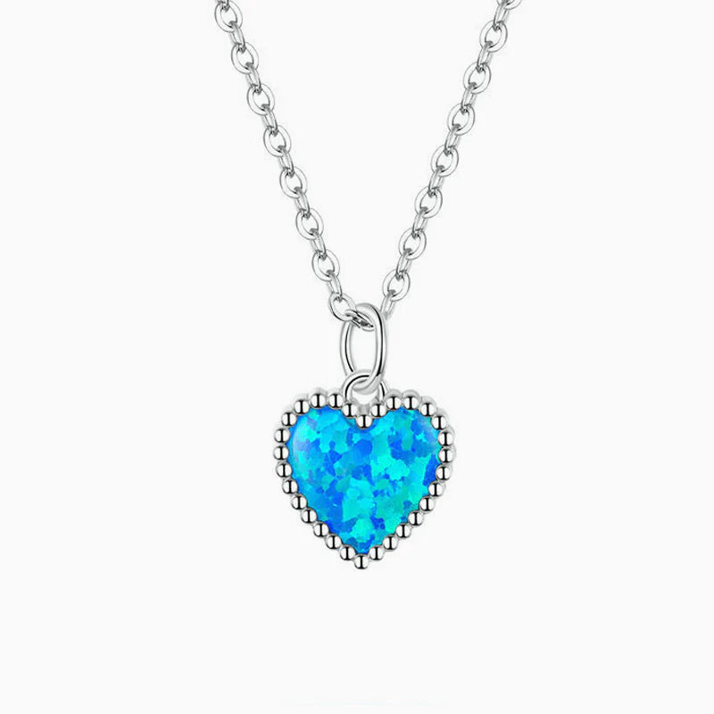 Collier cœur pierre bleu profond