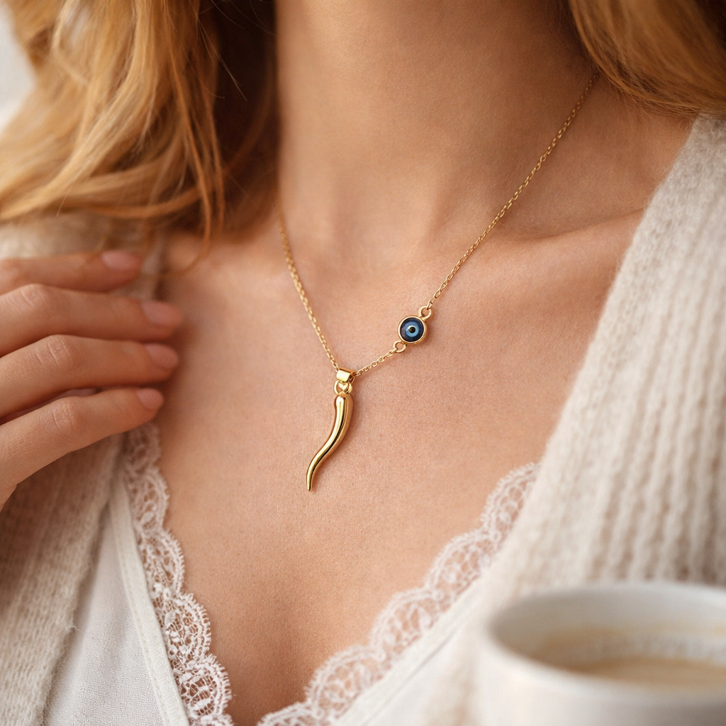 Collier Œil Cornicello Délicat