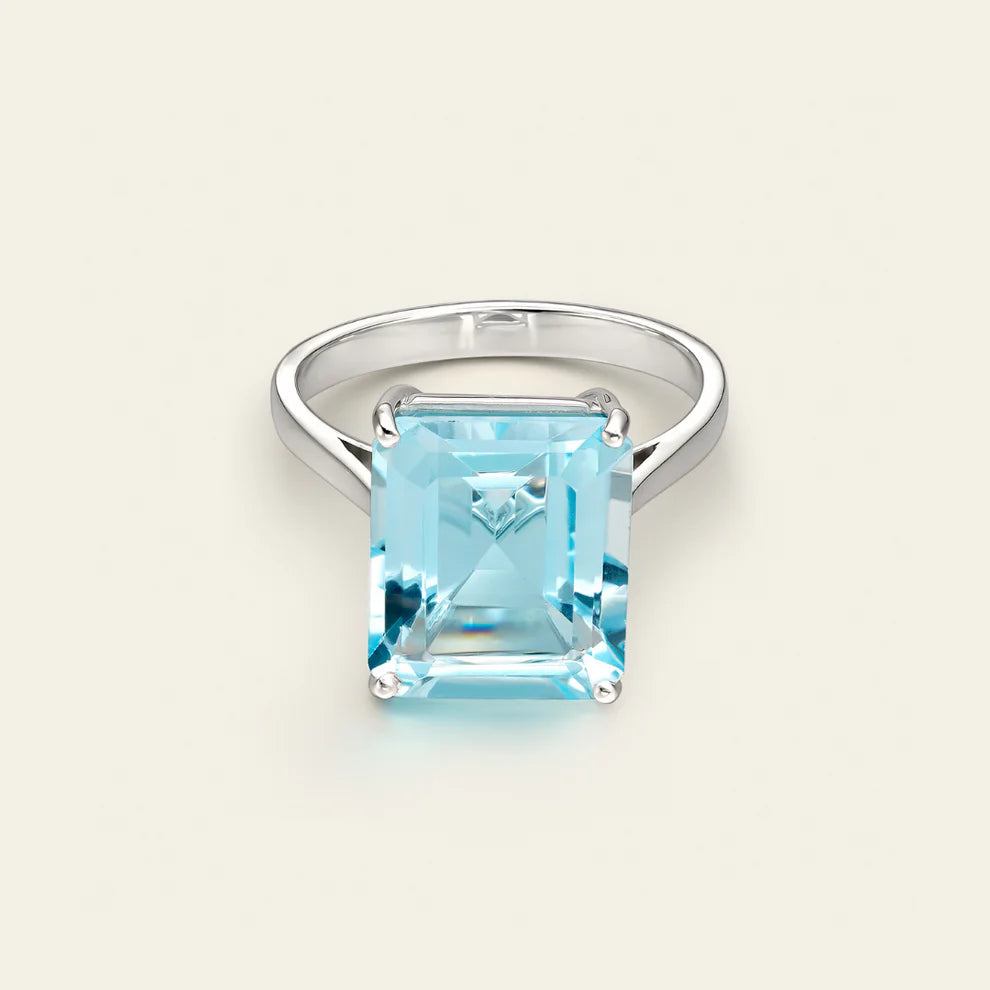 Bague Carrée Bleu Clair