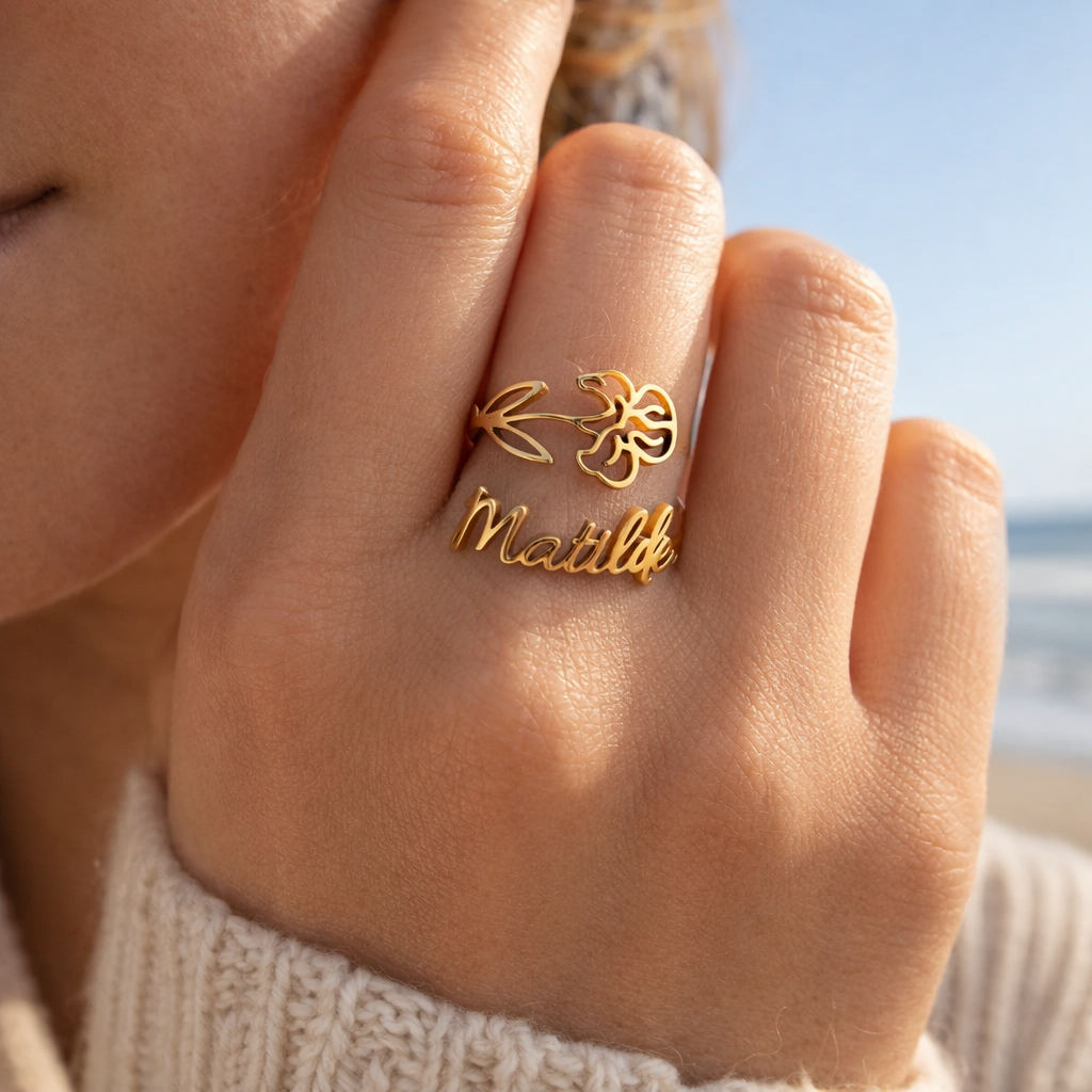 Bague Fleur Personnalisée