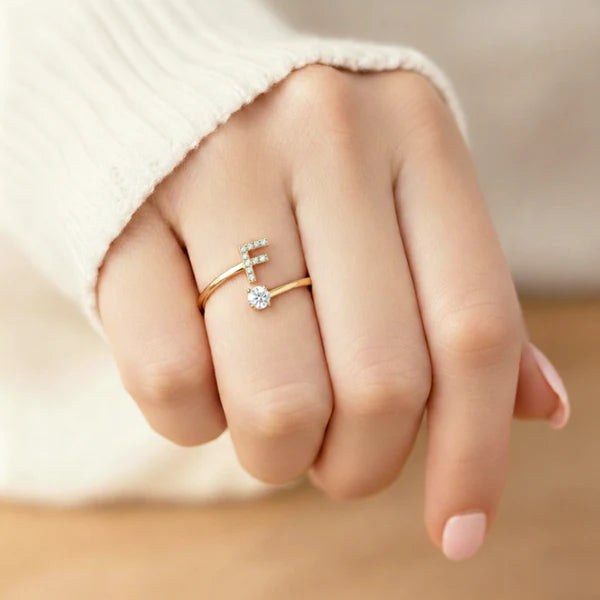 Bague Initiale Ajustable Minimaliste