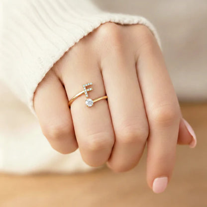 Bague Initiale Ajustable Minimaliste