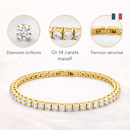 Bracelet Tennis Plaqué Or 14K