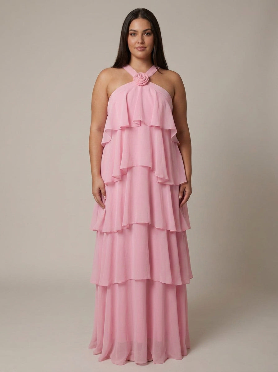 Robe Maxi à Volants Fleurie