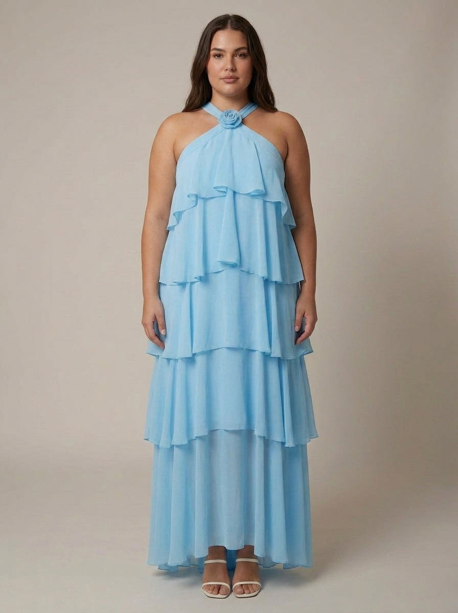 Robe Maxi à Volants Fleurie