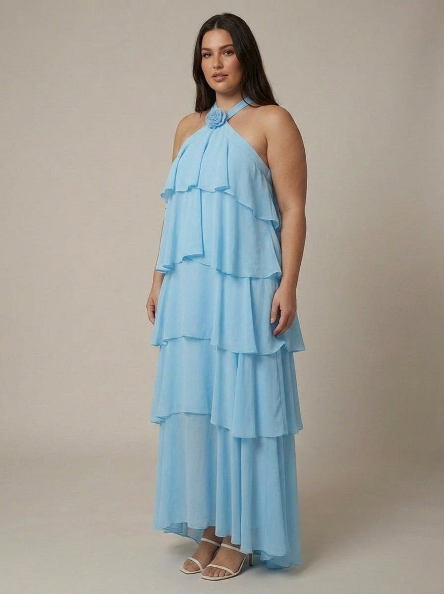 Robe Maxi à Volants Fleurie