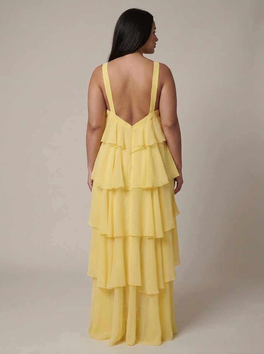 Robe Maxi à Volants Fleurie