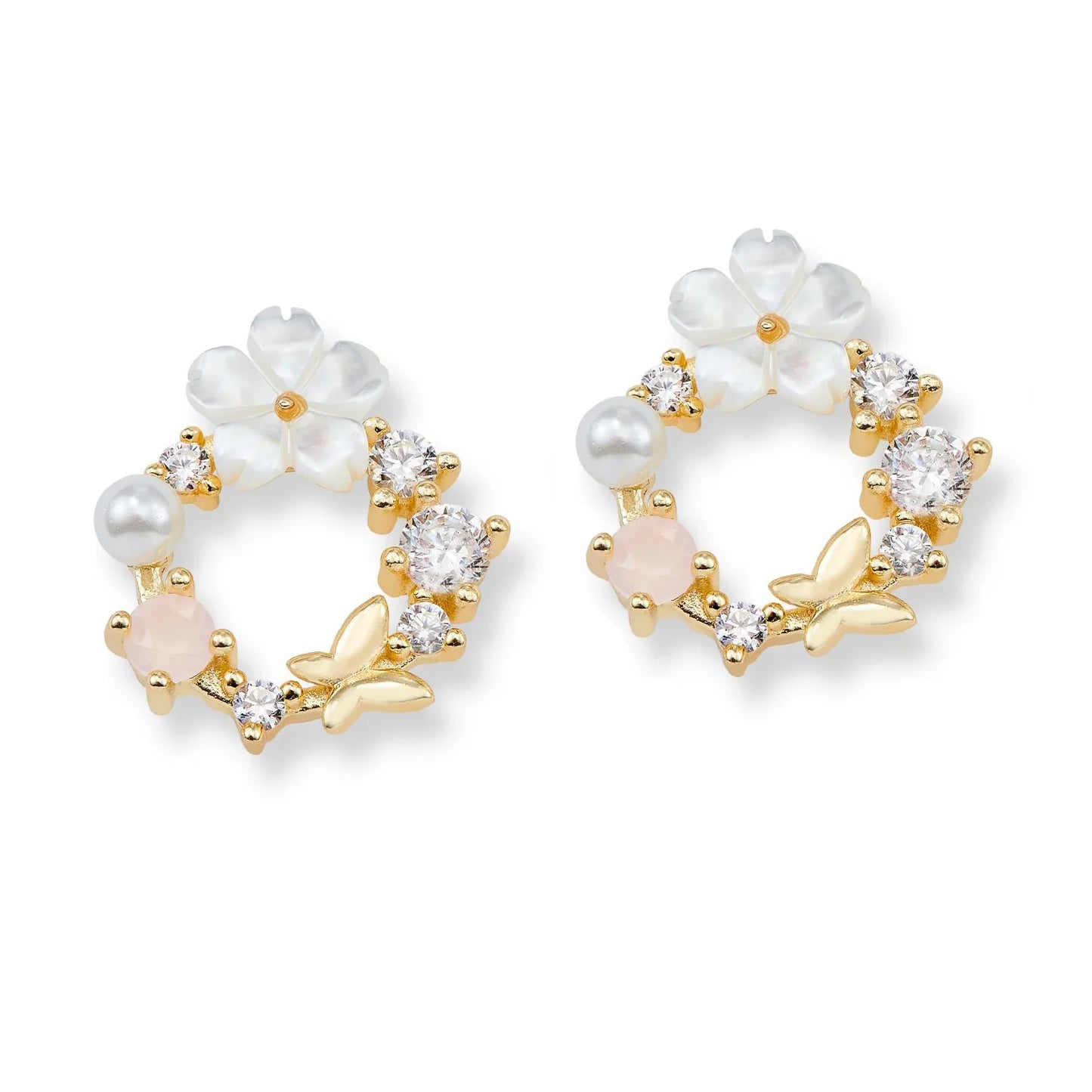 Boucles d’oreilles fleur nacrée