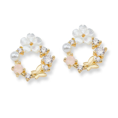 Boucles d’oreilles fleur nacrée