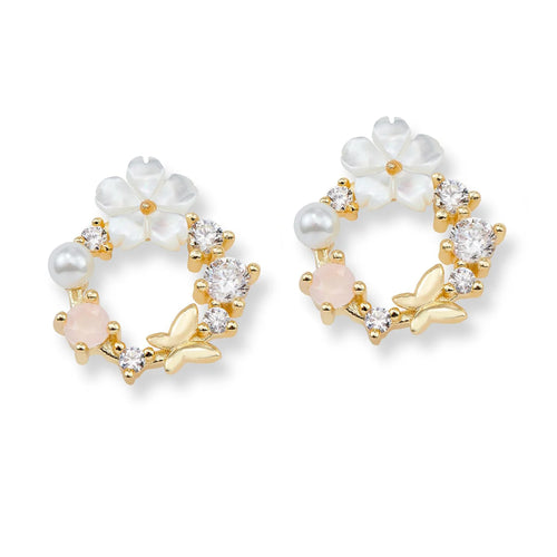 Boucles d’oreilles fleur nacrée