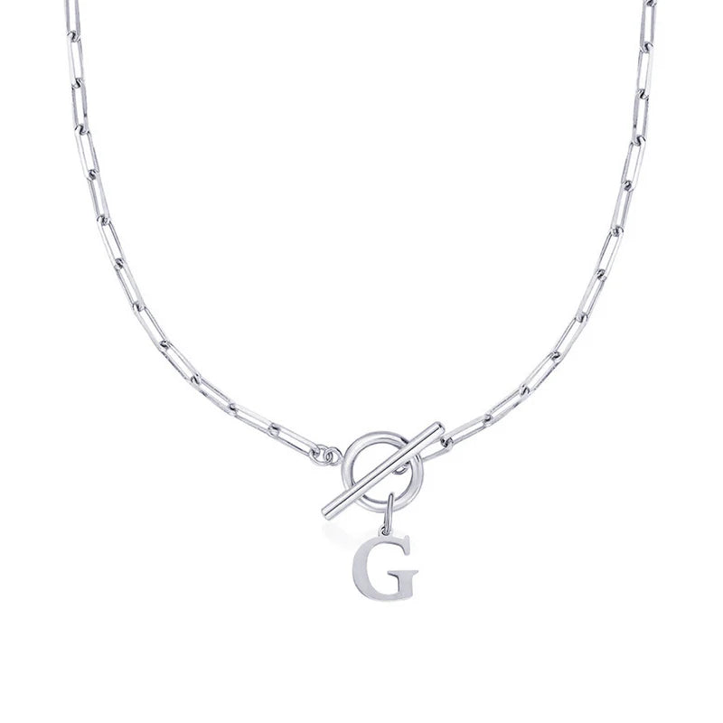 Collier Initiale Maille Trombone