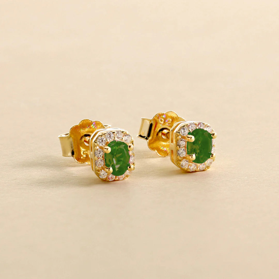 Boucles d'oreilles avec zircon ovale