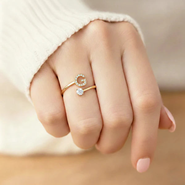 Bague Initiale Ajustable Minimaliste