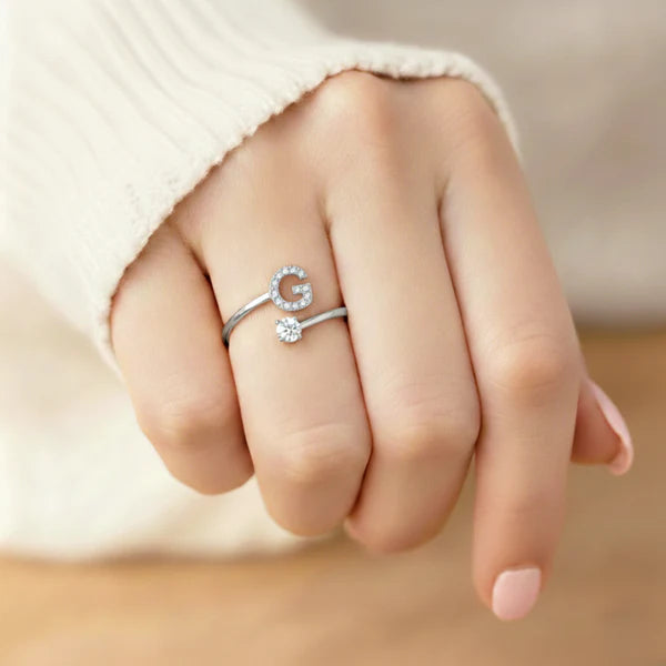Bague Initiale Ajustable Minimaliste
