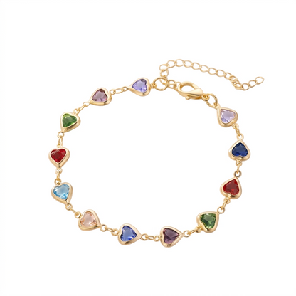 Bracelet Cœurs en Cristaux Colorés
