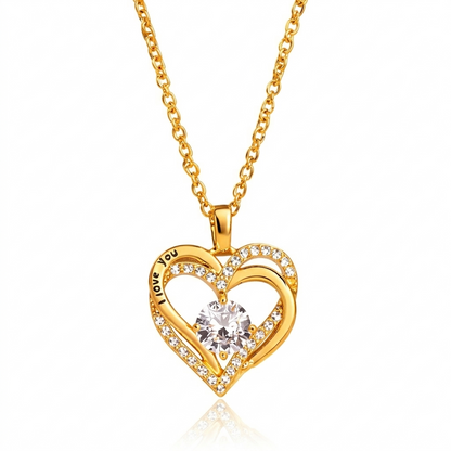 Collier Cœur Double aux Cristaux Étincelants